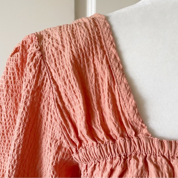 & Other Stories Tiered Puff Sleeve Open Back Cotton Midi Dress Size Large - Picture 6 of 15